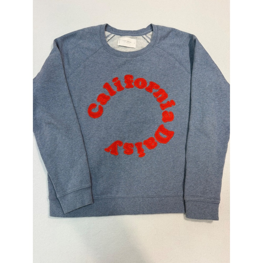 Lucky Brand California Daisy‎ Blue Sweatshirt Womens Small Red Graphic Raglan S